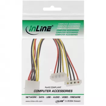 InLine vidinis maitinimo Y laidas 1x 4pin Molex / 2x 4pin Molex lankstus 0,15 m