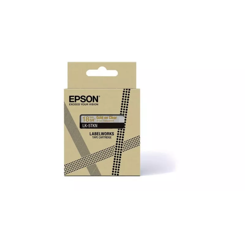 Lipnių etikečių juosta Epson LK-5TKN auksinė permatoma 1,8 cm terminė rašalinė