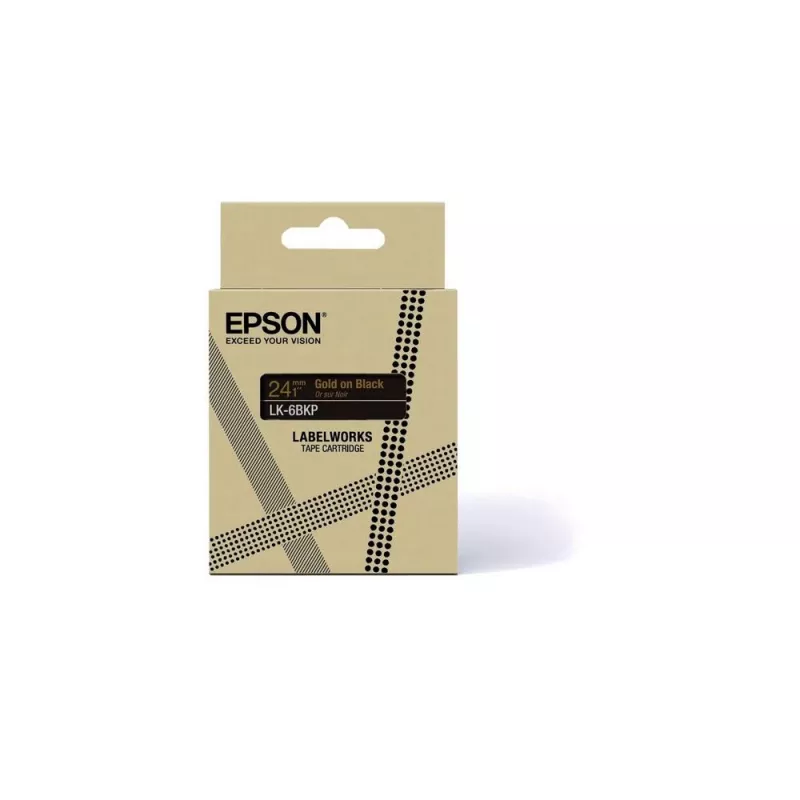 Lipnių etikečių juosta Epson LK-6BKP juoda ant auksinio 2,4 cm termo perdavimo