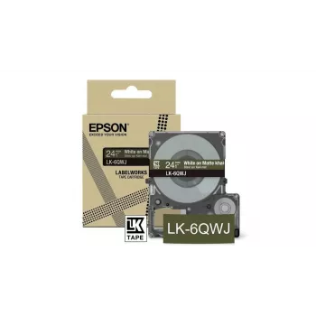 Epson LK-6QWJ etiketės, chaki ir balta spalva