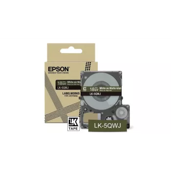 Lipnių etikečių juosta Epson LK-5QWJ chaki balta šilumos perdavimo 1,8 cm