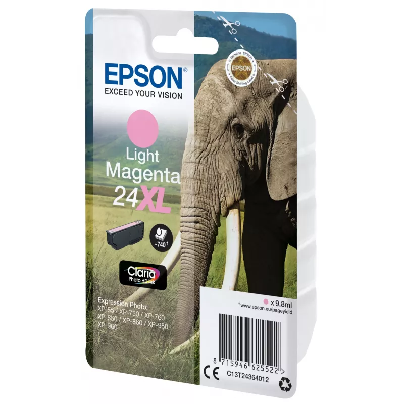 Epson 24XL šviesiai purpurinis dažų kasetė Claria Photo HD – originalus rašalas