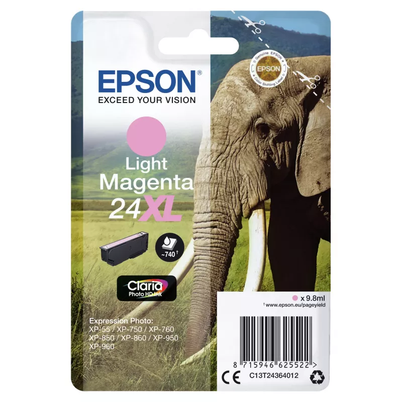 Epson 24XL šviesiai purpurinis dažų kasetė Claria Photo HD – originalus rašalas
