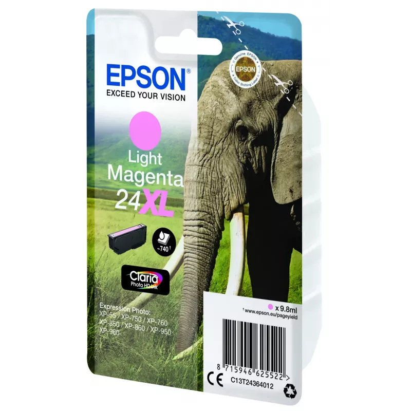 Epson 24XL šviesiai purpurinis dažų kasetė Claria Photo HD – originalus rašalas