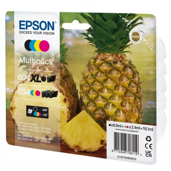 Epson 604XL rašalo kasetė 4 vnt. Originali didelės talpos juoda, žydra, rausvai raudona, geltona