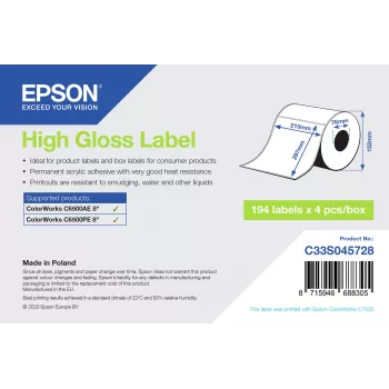 Epson C33S045728 lipdukai, balti, savaiminio klijavimo, 76x127 mm, 194 vnt.