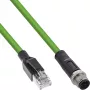 InLine pramoninis tinklo kabelis, M12 4 kontaktų D-koduotas kištukas į RJ45, PUR 5m