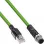 InLine pramoninis tinklo kabelis, M12 4 kontaktų D-koduotas kištukas į RJ45, PUR 10 m