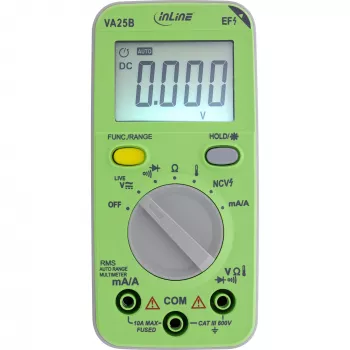 Multimetras InLine 43117A kišeninis su automatiniu diapazonu, LCD 44x30 mm, AAA baterija, 130x62x27 mm