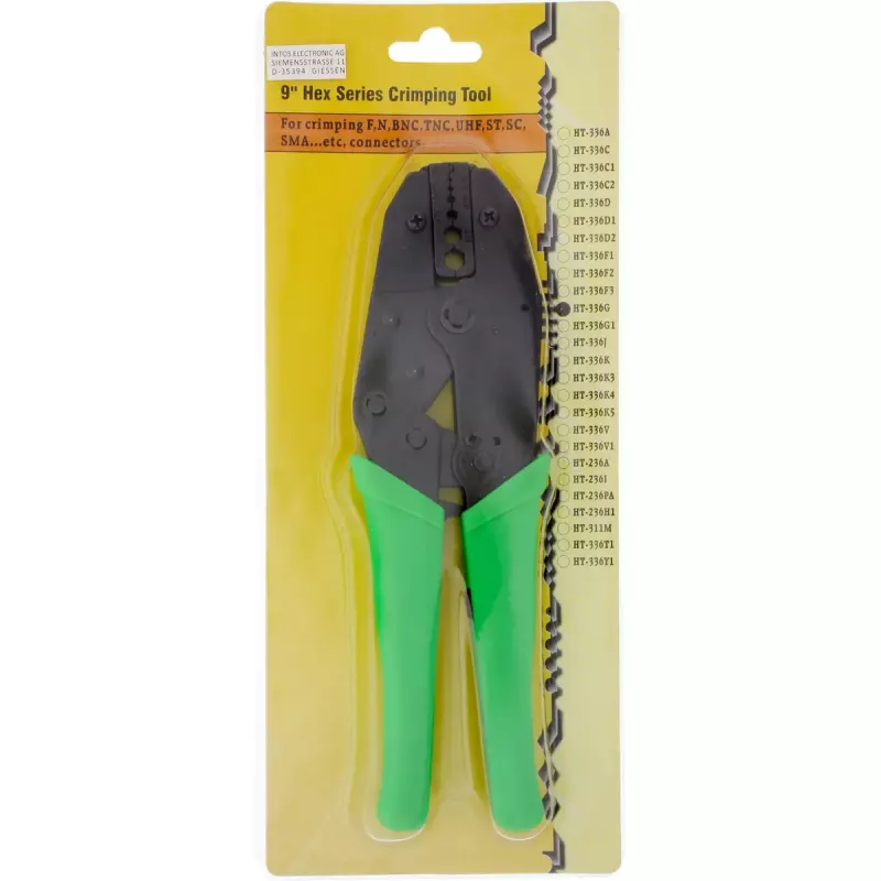 InLine Crimp Tool HT-336G koaksialiniams kabeliams RG58, RG59, RG62, RG174, WBC110, WBC195/200, WBC240