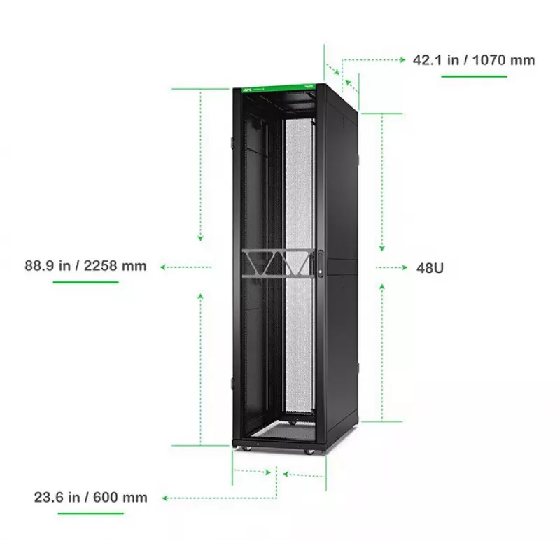 APC NetShelter SX Server Rack Gen 2 48U 2258H x 600W x 1070D mm su šoninėmis sienelėmis, juoda