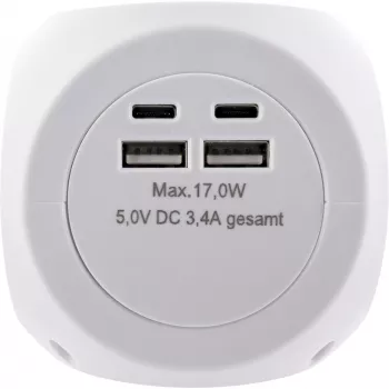 InLine 16499A Įkrovimo kubas 3x kištukinis lizdas 2x USB-C 2x USB-A baltas 2m