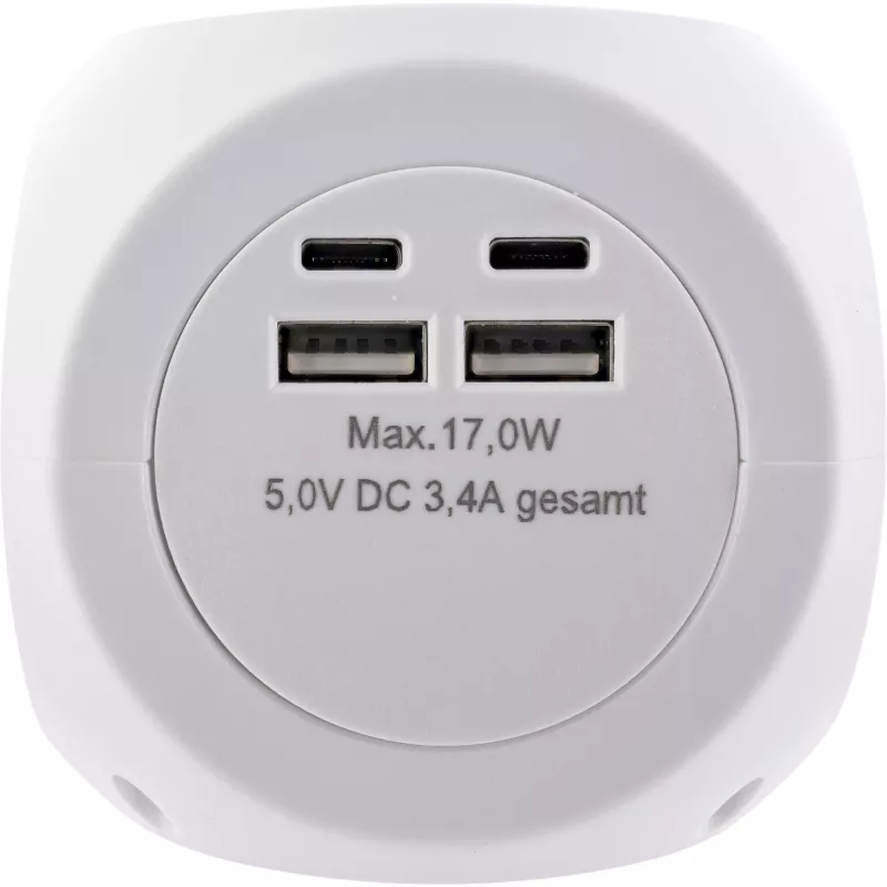 InLine 16499A Įkrovimo kubas 3x kištukinis lizdas 2x USB-C 2x USB-A baltas 2m