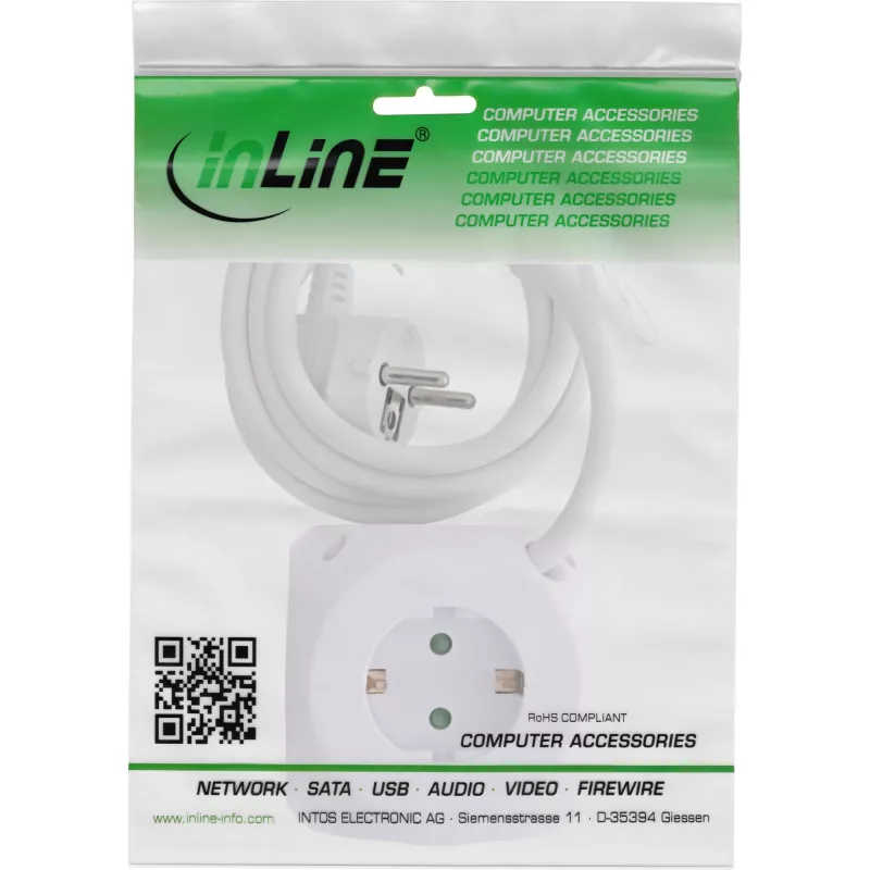 InLine 16499A Įkrovimo kubas 3x kištukinis lizdas 2x USB-C 2x USB-A baltas 2m