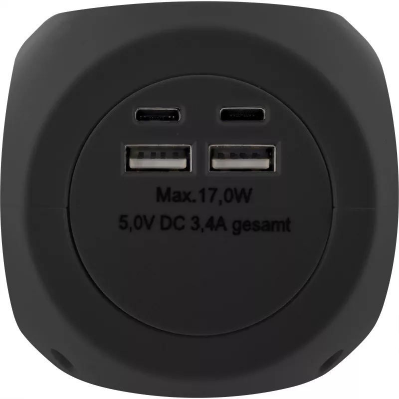 InLine 16499B įkrovimo kubas 3x kištukinis lizdas 2x USB-C 2x USB-A juodas 2m