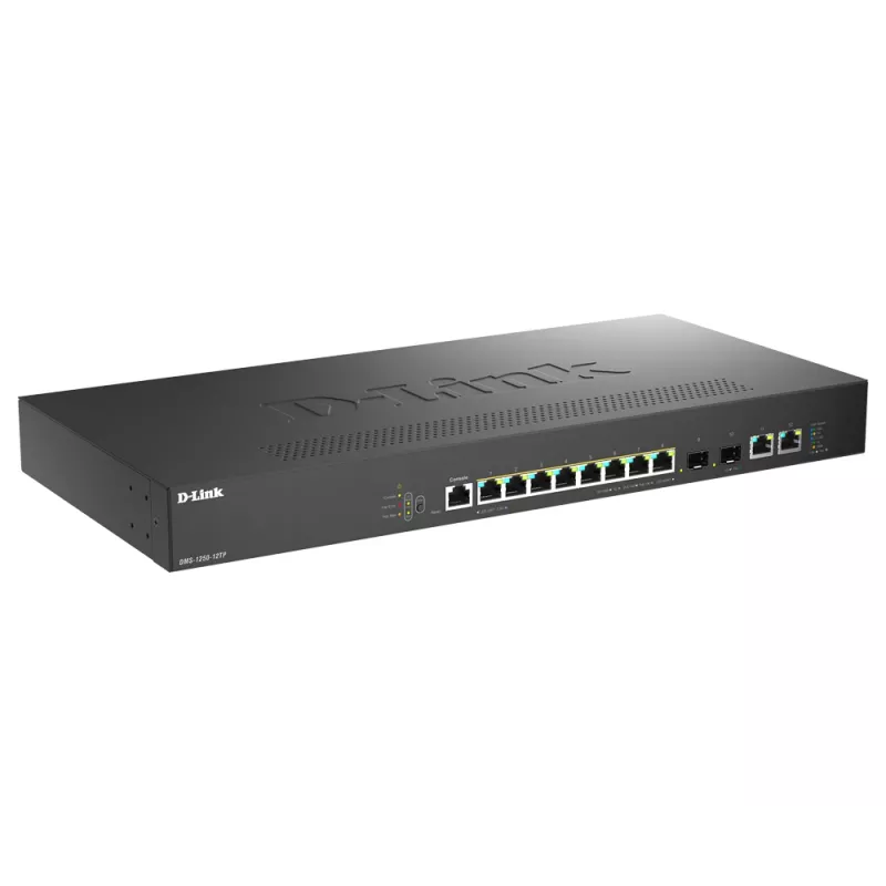 D-Link DMS-1250-12TP/E valdomas tinklo jungiklis 2.5G Ethernet (100/1000/2500) su PoE juodas