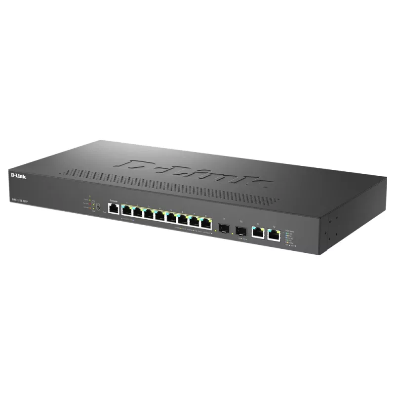 D-Link DMS-1250-12TP/E valdomas tinklo jungiklis 2.5G Ethernet (100/1000/2500) su PoE juodas