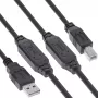InLine 34513A USB 2.0 aktyvusis kabelis, USB-A kištukas į USB-B kištuką, 480 Mbit/s, 20 m
