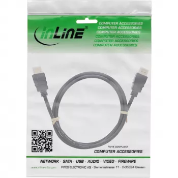 InLine HDMI laidas, HDMI High Speed su Ethernet, kištukas / kištukas, juodas, 10 m