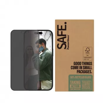 PanzerGlass SAFE. by ® Privatumo ekrano apsauga iPhone 16 | 15 | Ultra-Wide Fit | BULK