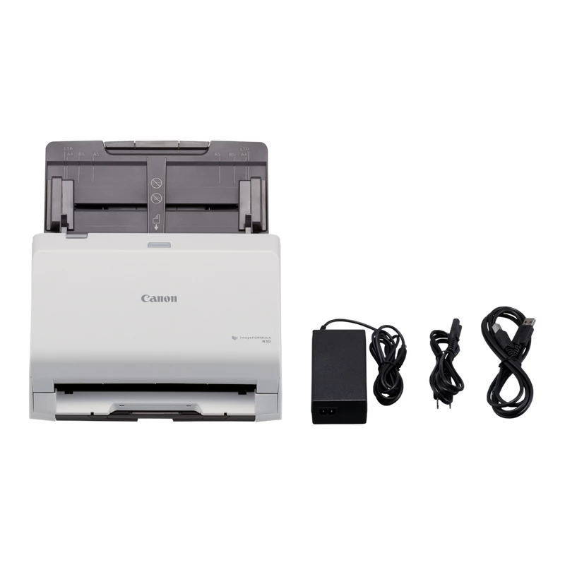 Canon imageFORMULA R30 stalinis dokumentų skaitytuvas be tvarkyklių, 216 x 356 mm, 600 x 600 DPI, ADF + lakštų padavimas, baltas, CIS, RGB LED