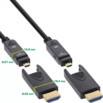 InLine HDMI AOC laidas, Ultra High Speed HDMI, 8K4K, nuimamas kištukas, 40 m