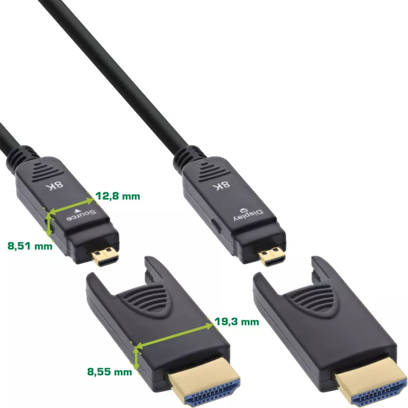 InLine HDMI AOC laidas, Ultra High Speed HDMI, 8K4K, nuimama jungtis, 30 m