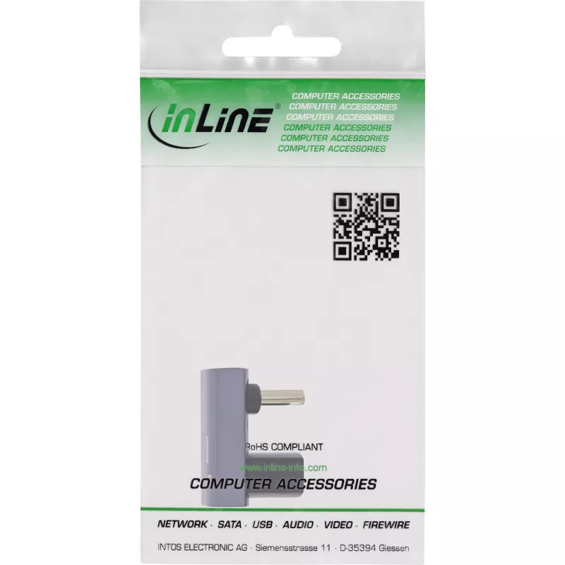 InLine USB4 adapteris, USB-C kištukas/lizdas 180°, aliuminis, pilkas