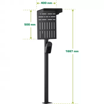 Stovas elektromobilių įkrovimo stotelei InLine 59989C, plieninis, juodas, 400x200x1667 mm