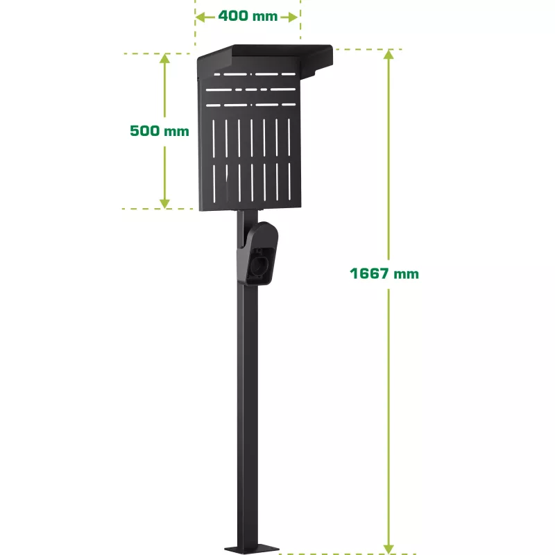 Stovas elektromobilių įkrovimo stotelei InLine 59989C, plieninis, juodas, 400x200x1667 mm