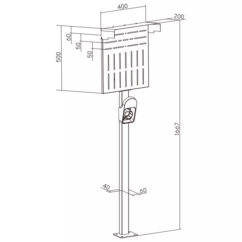 Stovas elektromobilių įkrovimo stotelei InLine 59989C, plieninis, juodas, 400x200x1667 mm