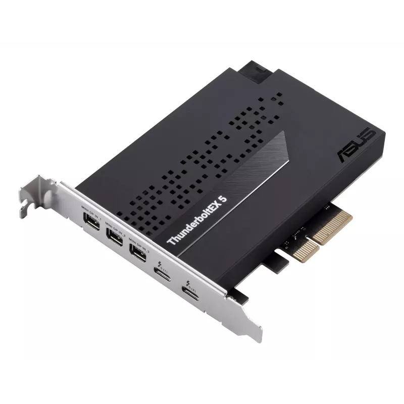 ASUS ThunderboltEX 5 išplėtimo kortelė — PCIe 4.0, Intel JHL9580, Mini DisplayPort, USB 2.0, 120 Gbit/s