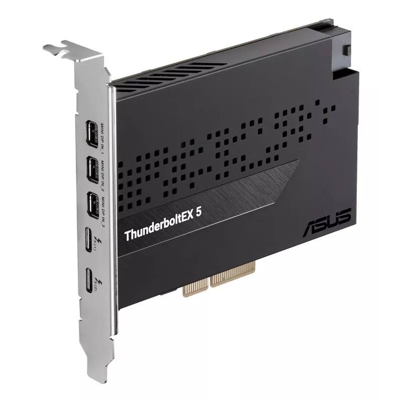 ASUS ThunderboltEX 5 išplėtimo kortelė — PCIe 4.0, Intel JHL9580, Mini DisplayPort, USB 2.0, 120 Gbit/s