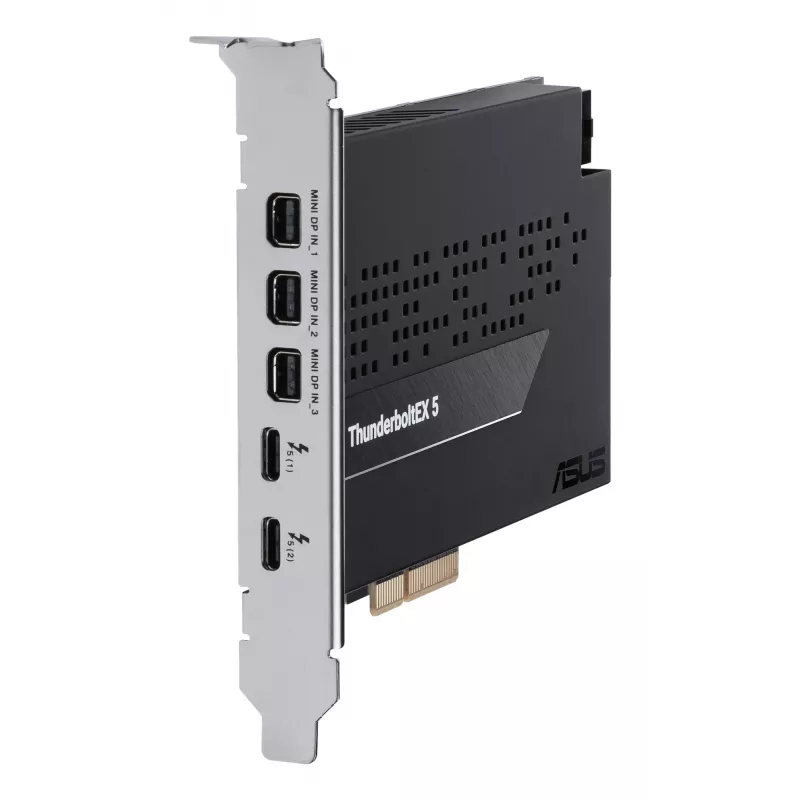 ASUS ThunderboltEX 5 išplėtimo kortelė — PCIe 4.0, Intel JHL9580, Mini DisplayPort, USB 2.0, 120 Gbit/s
