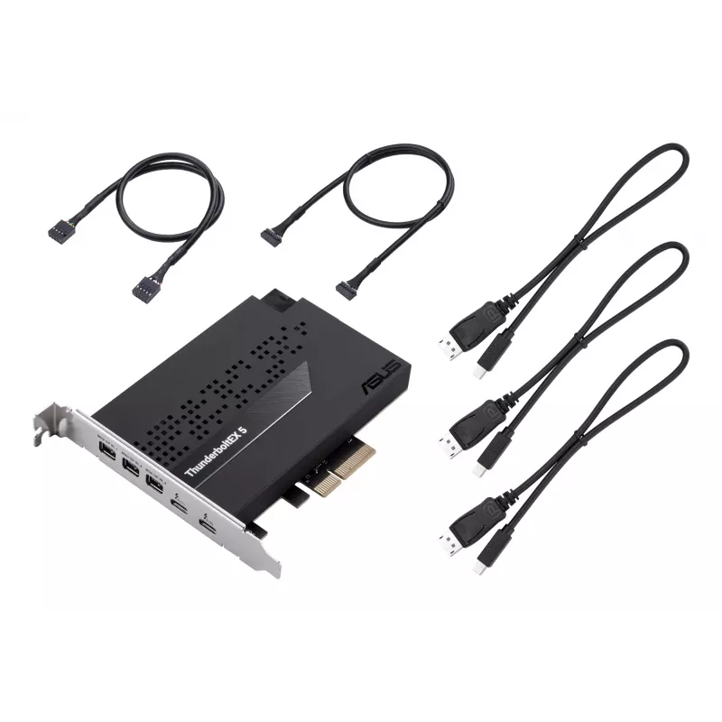 ASUS ThunderboltEX 5 išplėtimo kortelė — PCIe 4.0, Intel JHL9580, Mini DisplayPort, USB 2.0, 120 Gbit/s