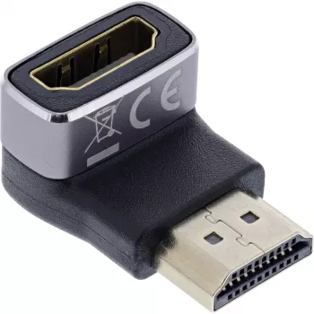 HDMI adapteris 90 laipsnių InLine 17991F, HDMI A kištukas – HDMI A lizdas, juodas/pilkas, auksuoti kontaktai