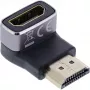 HDMI adapteris 90 laipsnių InLine 17991F, HDMI A kištukas – HDMI A lizdas, juodas/pilkas, auksuoti kontaktai