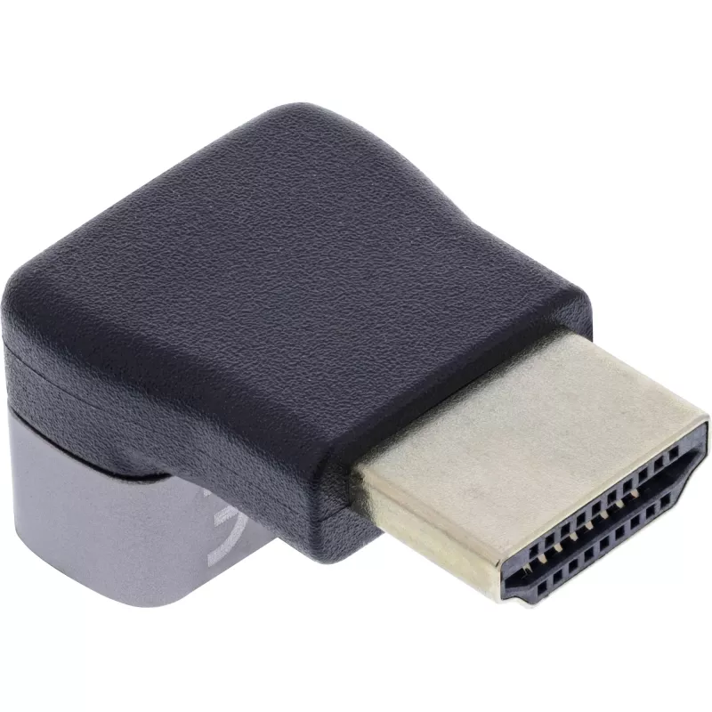HDMI adapteris 90 laipsnių InLine 17991F, HDMI A kištukas – HDMI A lizdas, juodas/pilkas, auksuoti kontaktai