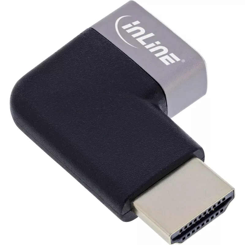 HDMI adapteris 90° InLine 17991E juodas pilkas auksuotas
