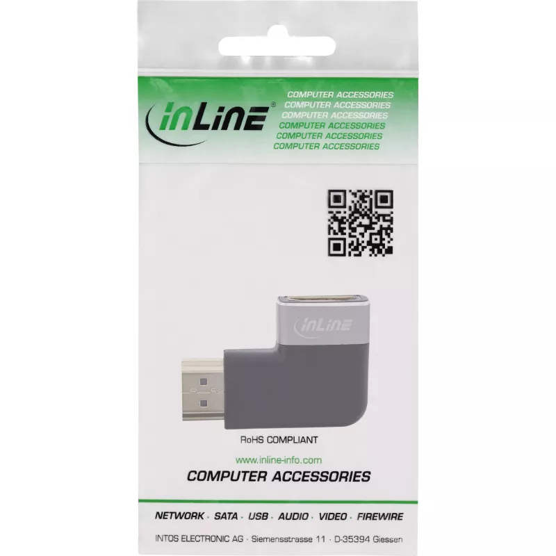 HDMI adapteris 90° InLine 17991E juodas pilkas auksuotas