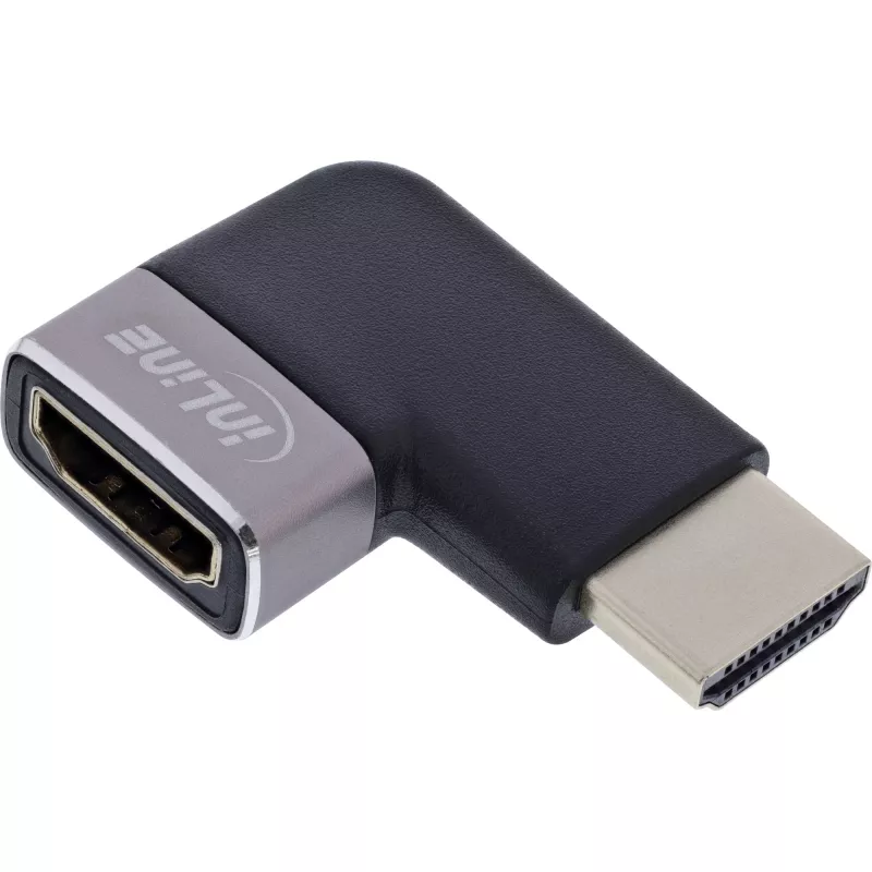 HDMI adapteris 90° InLine 17991D, juodas/pilkas, paauksuoti kontaktai