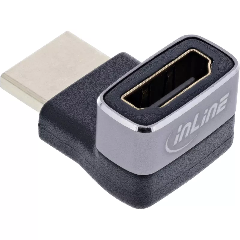HDMI adapteris 90 laipsnių InLine 17991G, juodas, pilkas, auksuoti kontaktai