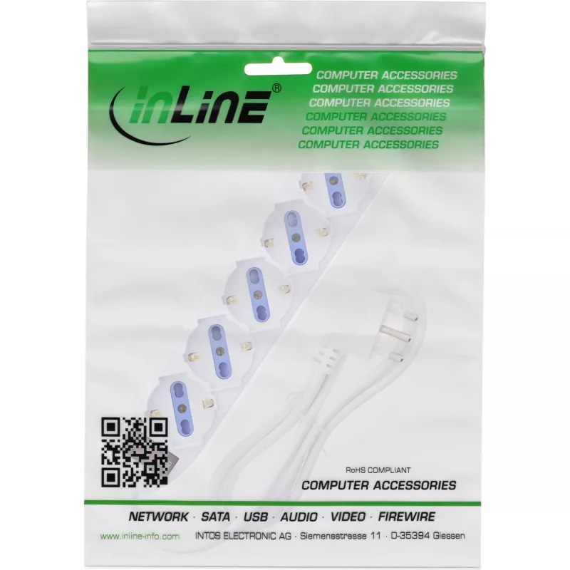 InLine 16461Z ilginimo lizdas 1,5 m 6 kištukinių lizdų Vidaus baltas