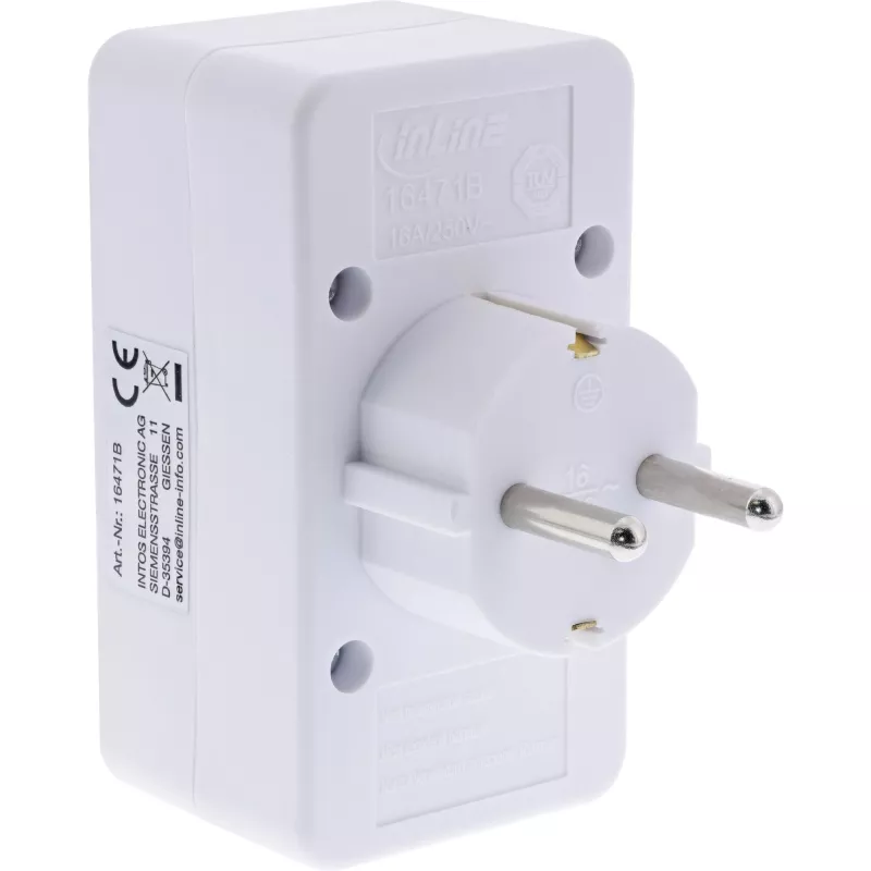 Maitinimo adapterio kištukas F tipo InLine 16471B 2x C tipo + F tipo baltas