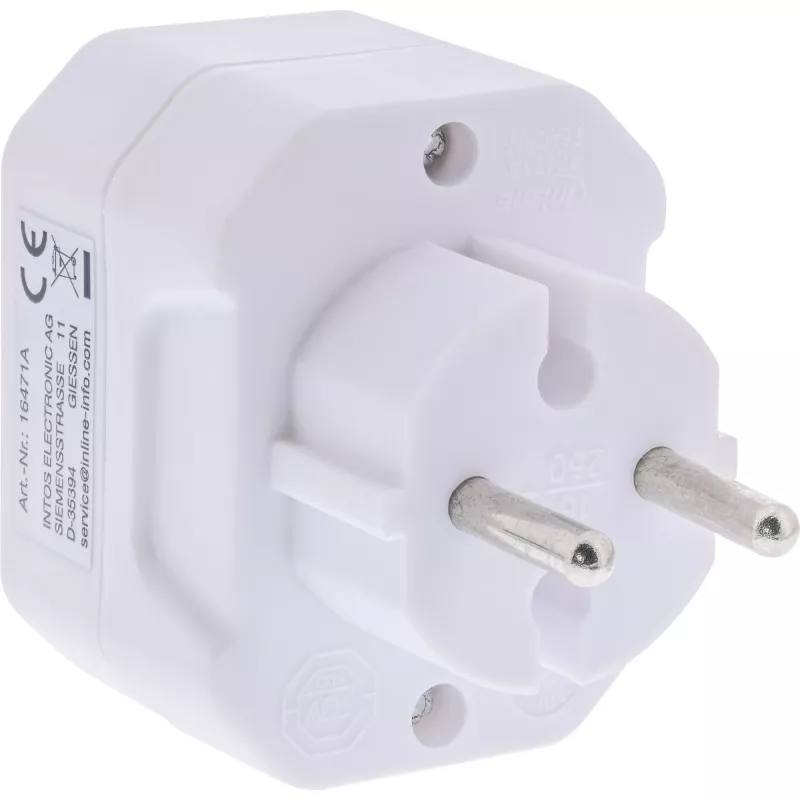 InLine 16471A maitinimo adapteris su kištuku F tipas į 3x C tipas, baltas