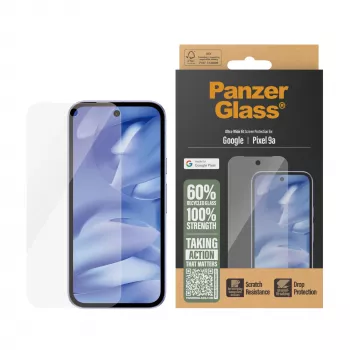 Apsauginis stiklas PanzerGlass Google Pixel 9a Ultra-Wide Fit atsparus įbrėžimams ir smūgiams