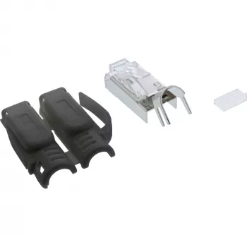 InLine RJ45 jungtis Cat.6A ekranuota, 3 dalių, juoda, 100 vnt. pakuotė