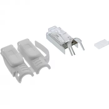 InLine RJ45 jungtis Cat.6A ekranuota, 3 dalių, pilka, 10 vnt. pakuotė