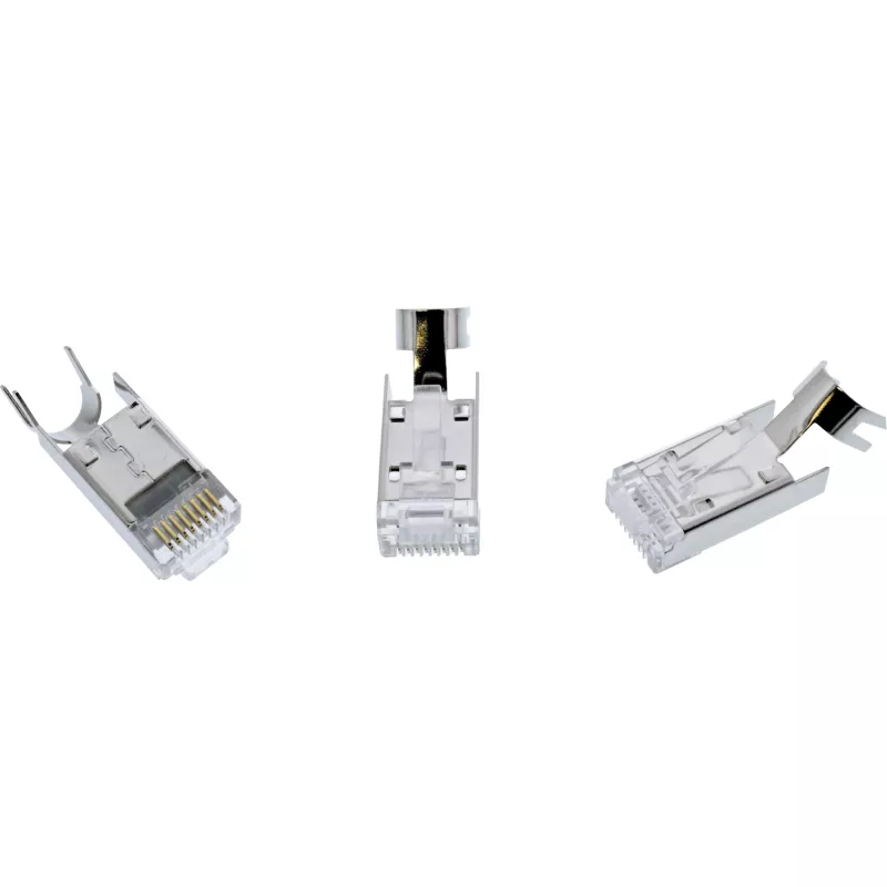 InLine RJ45 jungtis Cat.6A ekranuota, 3 dalių, pilka, 10 vnt. pakuotė