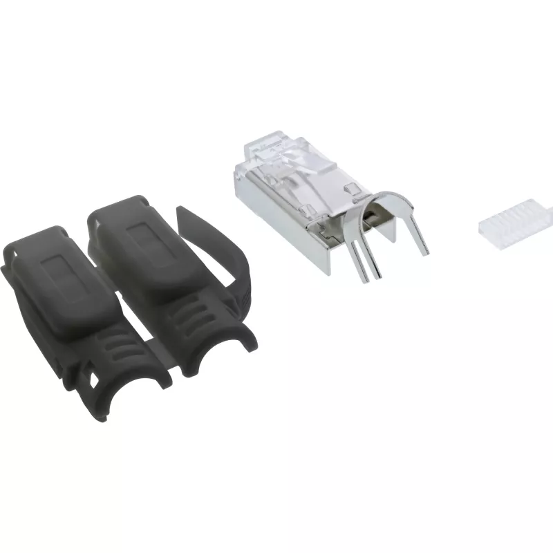 InLine RJ45 jungtis Cat.6A ekranuota, 3 dalių, juoda, 10 vnt. pakuotė